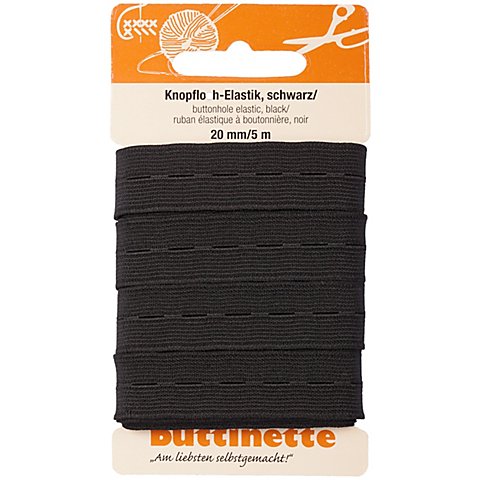 buttinette Gummiband "Knopfloch-Elastik", schwarz, Breite: 20 mm, Länge: 5 m von buttinette