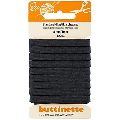 buttinette Gummiband "Standard-Elastik", schwarz, Breite: 8 mm, Länge: 10 m von buttinette