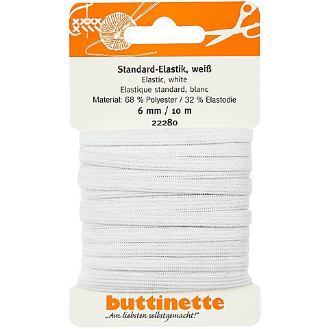 buttinette Gummiband "Standard-Elastik", weiß, Breite: 6 mm, Länge: 10 m von buttinette