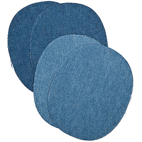 buttinette Jeans-Flicken, Größe: 12,5 x 10 cm, Farbe: hellblau/blau, Inhalt: 2 Paar von buttinette