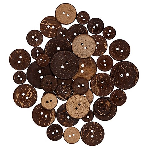 buttinette Kokosnuss-Knöpfe, Größe: 14–30 mm Ø, Inhalt: 50 Stück von buttinette