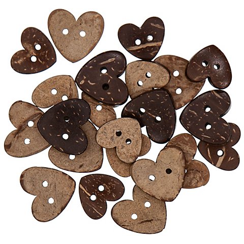 buttinette Kokosnuss-Knöpfe "Herz", Größe: Ø 18 mm und 22 mm, 20 Stück buttinette Kokosnuss-Knöpfe "Herz", Größe: Ø 18 mm und 22 mm, 20 Stück von buttinette
