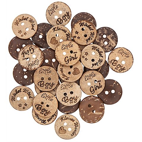 buttinette Kokosnuss-Knöpfe "Kindermotive", Größe: 18 mm, 30 Stück buttinette Kokosnuss-Knöpfe "Kindermotive", Größe: 18 mm, 30 Stück von buttinette