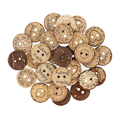 buttinette Kokosnuss-Knöpfe "handmade", Größe: 18 mm, 30 Stück buttinette Kokosnuss-Knöpfe "handmade", Größe: 18 mm, 30 Stück von buttinette