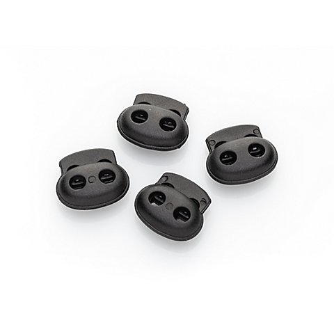 buttinette Kordelstopper, schwarz, für Kordeln bis 2 mm Ø, Inhalt: 4 Stück von buttinette