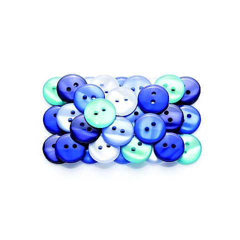buttinette Mode-Knöpfe, Blautöne, Größe: 15 mm Ø, Inhalt: 40 Stück von buttinette