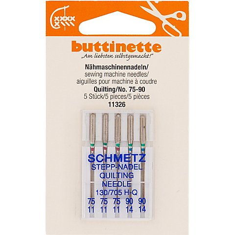 buttinette Nähmaschinennadeln "Quilting", Stärke: 75–90, Inhalt: 5 Stück buttinette Nähmaschinennadeln "Quilting", Stärke: 75–90, Inhalt: 5 Stück von buttinette