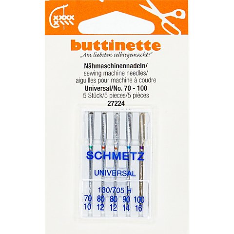 buttinette Nähmaschinennadeln "Universal", Stärke: 70–100, Inhalt: 5 Stück buttinette Nähmaschinennadeln "Universal", Stärke: 70–100, Inhalt: 5 Stück von buttinette