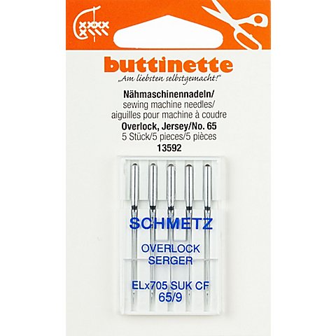 buttinette Overlock-Nähmaschinennadeln "Jersey", Stärke: 65, 5 Stück von buttinette