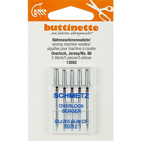 buttinette Overlock-Nähmaschinennadeln "Jersey", Stärke: 80, 5 Stück buttinette Overlock-Nähmaschinennadeln "Jersey", Stärke: 80, 5 Stück von buttinette