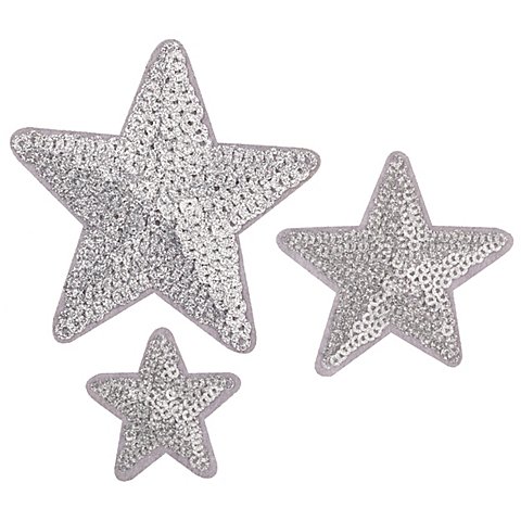 buttinette Pailletten-Applikationen "Sterne", silber, 3 Stück von buttinette
