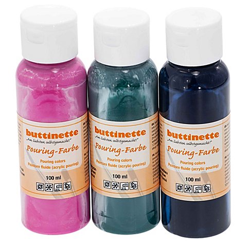 buttinette Pouring-Farben "Trend", 3x 100 ml von buttinette
