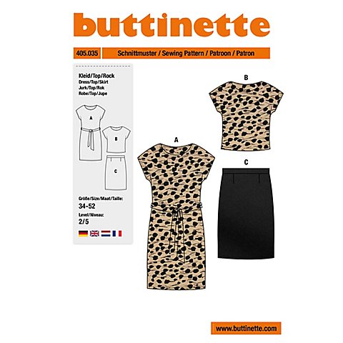 buttinette Schnitt "Kurzarm-Kleid & -Bluse mit Rock" für Damen buttinette Schnitt "Kurzarm-Kleid & -Bluse mit Rock" für Damen von buttinette