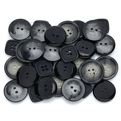 buttinette Standardknöpfe, schwarz/grau, 17 - 20 mm, Inhalt: 32 Stück von buttinette