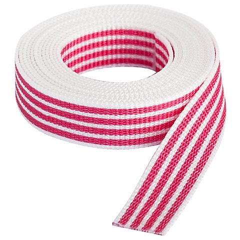 buttinette Taschengurtband "Streifen", weiß-pink, Breite: 2,5 cm, Länge: 3 m von buttinette