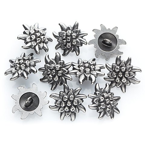buttinette Trachtenknöpfe "Edelweiß", Größe: 20 x 20 mm, Inhalt: 10 Stück buttinette Trachtenknöpfe "Edelweiß", Größe: 20 x 20 mm, Inhalt: 10 Stück von buttinette