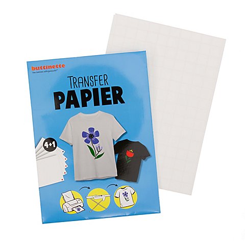 buttinette Transferpapier, weiß, für helle und dunkle Textilien, DIN A4, 5 Blatt buttinette Transferpapier, weiß, für helle und dunkle Textilien, DIN A4, 5 Blatt von buttinette
