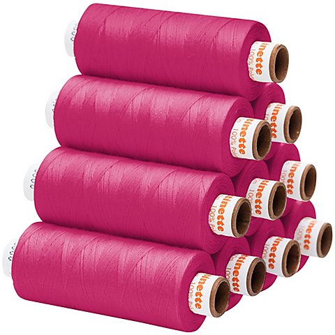 buttinette Universal-Nähgarn, Stärke: 100, 10er-Pack, pink von buttinette