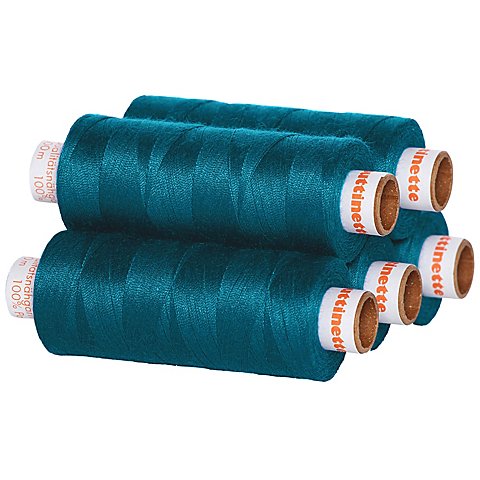 buttinette Universal-Nähgarn, Stärke: 100, 5er-Pack, petrolblau buttinette Universal-Nähgarn, Stärke: 100, 5er-Pack, petrolblau von buttinette