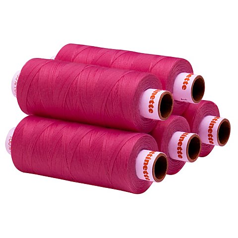 buttinette Universal-Nähgarn, Stärke: 100, 5er-Pack, pink von buttinette