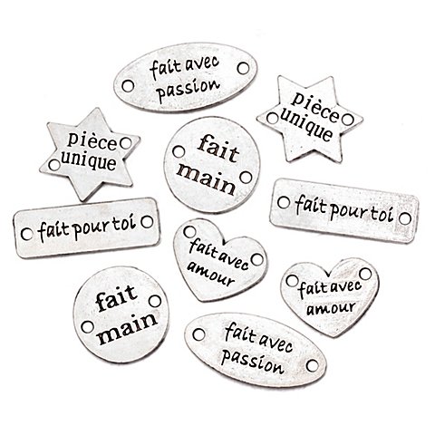buttinette handmade Label-Set aus Metall "Französisch", 10 Stück von buttinette