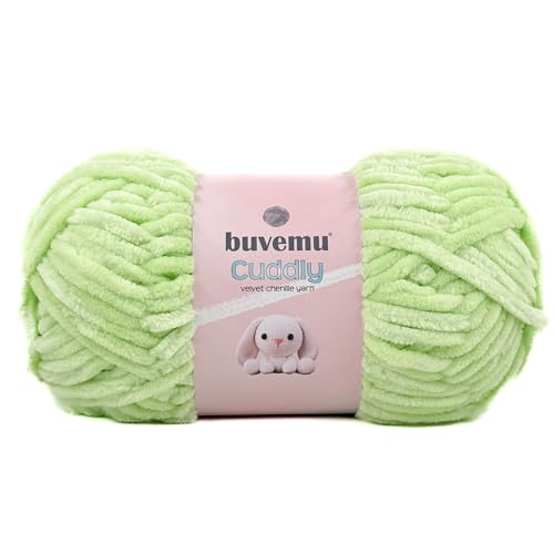 Kuscheliges Samt-Chenille-Garn, super weich, flauschig, sperrig zum Stricken, Häkeln, Basteln, Decke, Amigurumi, langlebig zum Ausfallen, 100 g, 100 m (Limette) von buvemu