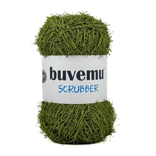 Schrubber Garn zum Häkeln, Stricken, Geschirrtücher, Waschlappen, Bastelartikel, 100 g, 80 Meter (Moos) von buvemu