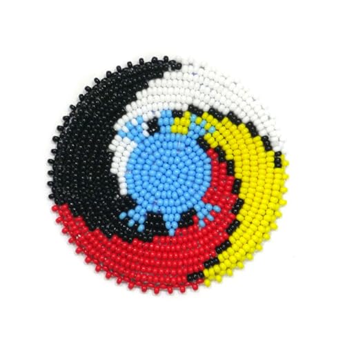 Handgefertigter Aufnäher mit Rosetten-Medaillon, Indianer-Stil, 4 Richtungen, Schildkröte, 6,3 cm von buybeaded