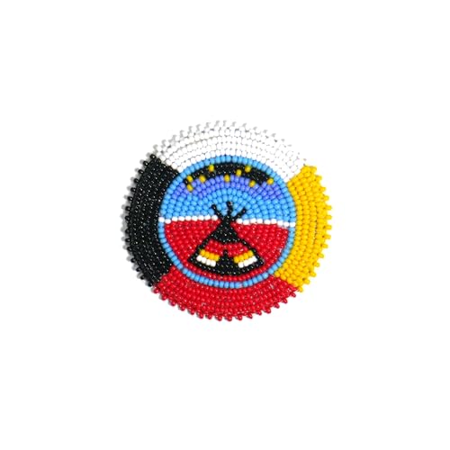 Handgefertigter Aufnäher mit Rosetten-Medaillon, Indianer-Stil, 6,3 cm Handgefertigter Aufnäher mit Rosetten-Medaillon, Indianer-Stil, 6,3 cm von buybeaded