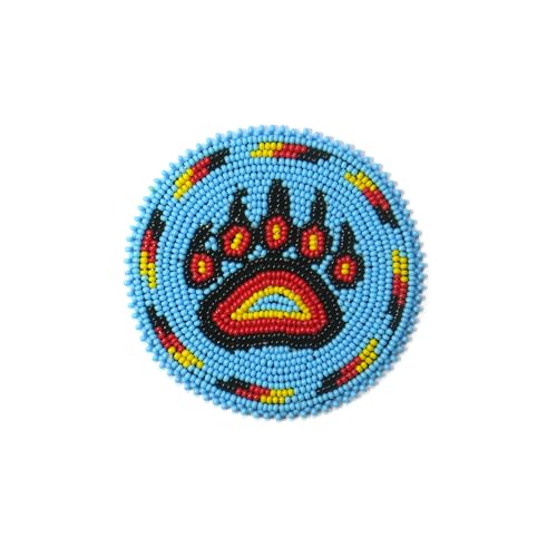 Handgefertigter Aufnäher mit Rosetten-Medaillon, Indianer-Stil, Himmelblau, Rot, Schwarz, 7,6 cm von buybeaded