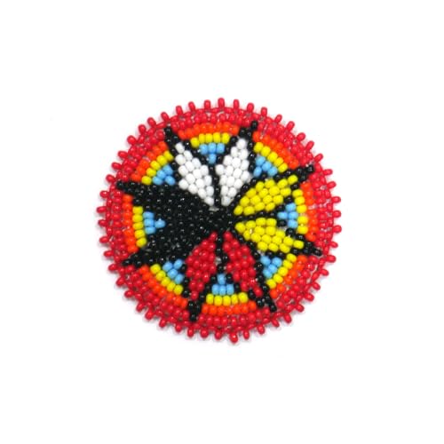 Handgefertigter Aufnäher mit Rosetten-Medaillon, Indianer-Stil, Rot, 4 Farben, 5,1 cm Handgefertigter Aufnäher mit Rosetten-Medaillon, Indianer-Stil, Rot, 4 Farben, 5,1 cm von buybeaded