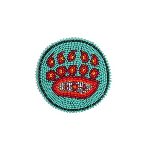 Handgefertigter Aufnäher mit Rosetten-Medaillon, Indianer-Stil, Türkis, Bärentatze, 7,6 cm Handgefertigter Aufnäher mit Rosetten-Medaillon, Indianer-Stil, Türkis, Bärentatze, 7,6 cm von buybeaded
