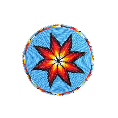 Handgefertigter Aufnäher mit Rosetten-Medaillon, Indianer-Stil, himmelblauer Morgenstern, 12,7 cm von buybeaded