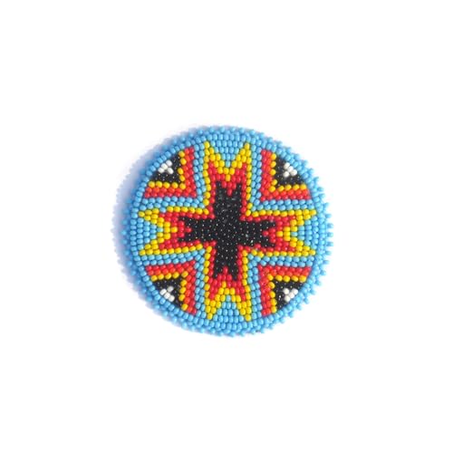 Handgefertigter Aufnäher mit Rosetten-Medaillon, Indianer-Stil, himmelblauer Pfeil, 6,3 cm Handgefertigter Aufnäher mit Rosetten-Medaillon, Indianer-Stil, himmelblauer Pfeil, 6,3 cm von buybeaded