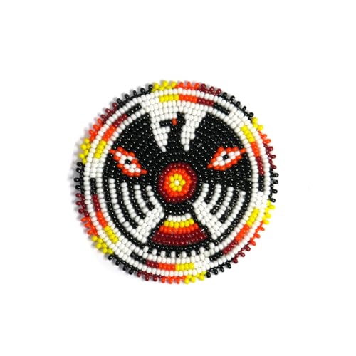 Handgefertigter Aufnäher mit Rosetten-Medaillon, Indianer-Stil, weißer Adler von buybeaded