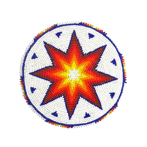 Handgefertigter Aufnäher mit Rosetten-Medaillon, Indianer-Stil, weißer Morgenstern, 12,7 cm von buybeaded