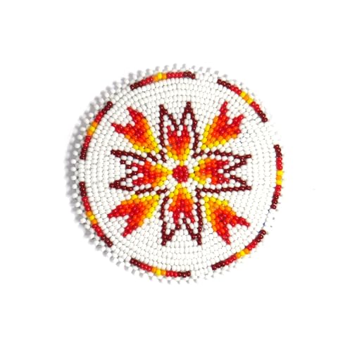 Handgefertigter Aufnäher mit Rosetten-Medaillon, Indianer-Stil, weißer Pfeil von buybeaded