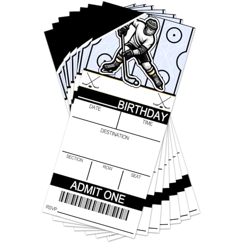 Hockeyticket Geburtstagseinladung, Hockey-Themen-Geburtstagsparty-Einladungskarten für Jungen und Mädchen, Party-Feierbedarf, Hockey-Ticket, 20 Einladungen mit Umschlägen für Geburtstagsfeier - Hockeyticket Geburtstagseinladung, Hockey-Themen-Geburtstagsparty-Einladungskarten für Jungen und Mädchen, Party-Feierbedarf, Hockey-Ticket, 20 Einladungen mit Umschlägen für Geburtstagsfeier - von bxtala
