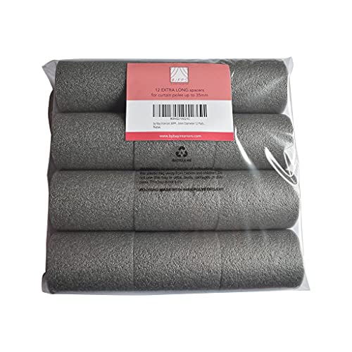 BIPPS Vorhang-Abstandshalter, perfekte Falten, extra lang, für Stangen bis 35 mm, für Ösenvorhänge, 50 % länger als Originale, 12 Stück von by Bay Interiors