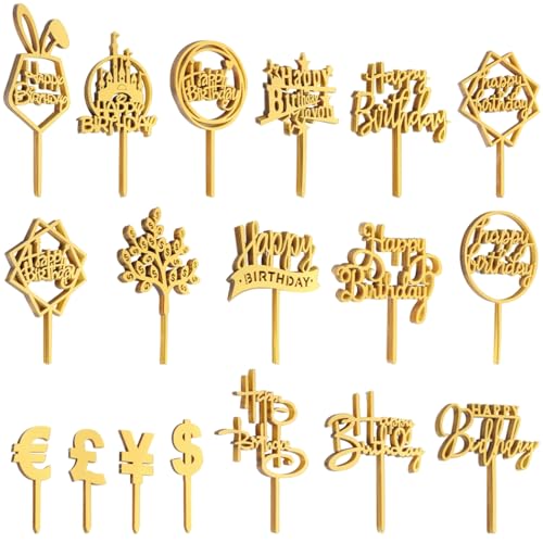 150 Stück Gold Glitzer Happy Birthday Cake Topper Doppelseitige Acryl Dekoration Set Ideal für Kuchen & Cupcake Dekor 150 Stück Gold Glitzer Happy Birthday Cake Topper Doppelseitige Acryl Dekoration Set Ideal für Kuchen & Cupcake Dekor von byepica