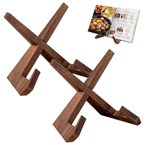 2 Stück Tellerständer aus Holz, Kochbuchhalter mit stabilem Kreuz-Design, L-förmige Staffelei für Küche und Wohnzimmer 2 Stück Tellerständer aus Holz, Kochbuchhalter mit stabilem Kreuz-Design, L-förmige Staffelei für Küche und Wohnzimmer von byepica
