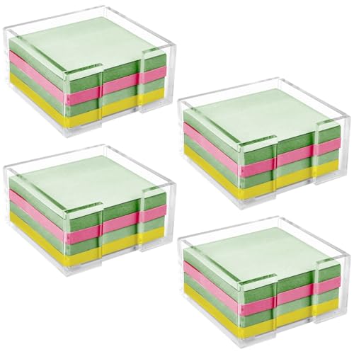 Haftnotizhalter aus Acryl mit 4 Notizblöcken, transparent, quadratisch, ideal für Zuhause, Büro und Schule, 4 Stück Haftnotizhalter aus Acryl mit 4 Notizblöcken, transparent, quadratisch, ideal für Zuhause, Büro und Schule, 4 Stück von byepica