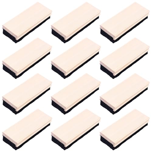 Kreidetafel- und Whiteboard-Radiergummis, Holzkonstruktion, rechteckige Form, schwarzer Filzsockel, ideal für Büro und Klassenzimmer, 12 Stück Kreidetafel- und Whiteboard-Radiergummis, Holzkonstruktion, rechteckige Form, schwarzer Filzsockel, ideal für Büro und Klassenzimmer, 12 Stück von byepica
