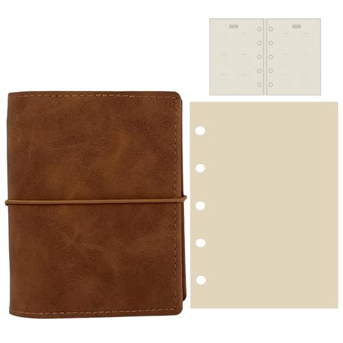 M5 Reisetagebuch aus Mokka-Leder, Einband aus Schafsleder, 6-Ringbuch mit Kalender 2025 und 50 Blatt Papier M5 Reisetagebuch aus Mokka-Leder, Einband aus Schafsleder, 6-Ringbuch mit Kalender 2025 und 50 Blatt Papier von byepica