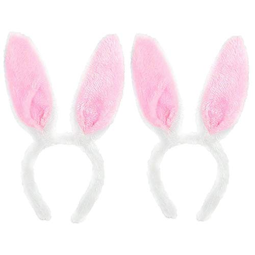 Byou Hasenohren Haarreif,Hase Ohren Haarbänder 2 stücke Plüsch Stirnbänder für Ostern Party Hochzeit Geburtstag Kostüm Cosplay von byou