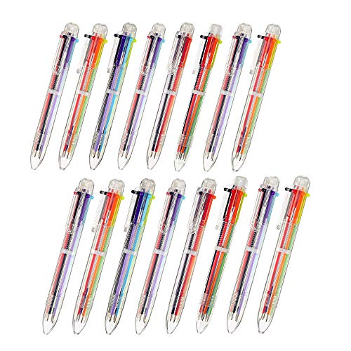 byou Retractable Kugelschreiber,Multicolor Stifte 6-in-1 Transparenter Rute Mehrfarbige Kugelschreiber für Büro Schulbedarf Studenten Kinder Geschenk 16packs von byou