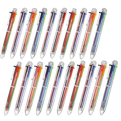 byou Retractable Kugelschreiber,Multicolor Stifte 6-in-1 Transparenter Rute Mehrfarbige Kugelschreiber für Büro Schulbedarf Studenten Kinder Geschenk 20packs von byou
