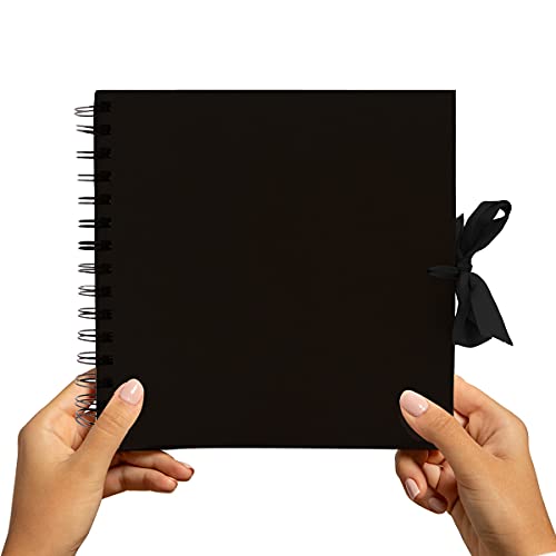 BzBee Quadratisches Fotoalbum, schwarz, 100 Seiten, 20 x 20 cm, Bastelpapier, Scrapbooking, Kunst- und Bastelprojekte (mittel) von bzbee