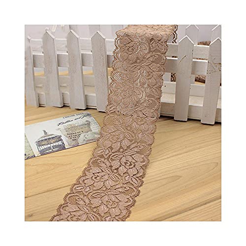 2 Meter/Lots 6,5 cm Weiche elastische Spitzenband Band DIY Handgemachtes Kleid Nähen & Gewebe Handwerk liefert Weiß Schwarz Spitze Trimmen,Light Coffee von bzcemind