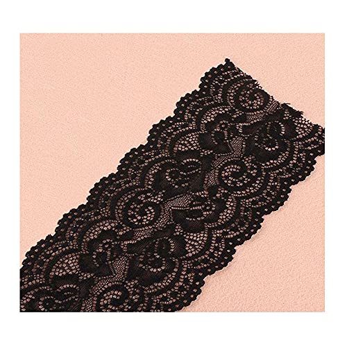 2 yards 10 cm weiße schwarze breite elastische spitze stoffbesatz bibbons verschönerung handgefertigte nähen tuch haarband bogen diy zubehör,Black 2yards von bzcemind